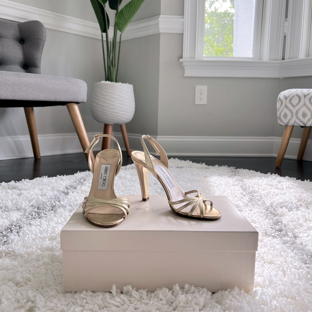 JIMMY CHOO***SOLD***100 Gold Leather Strappy Sandals 36 💕